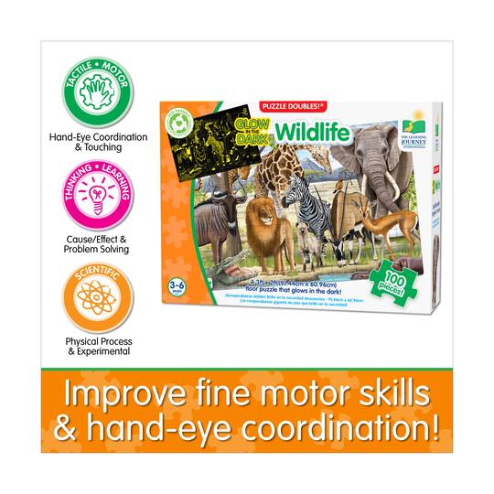 Puzzle Doubles! - Glow in the Dark Wildlife: 100 Pcs